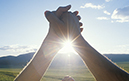 Holding hands in the air