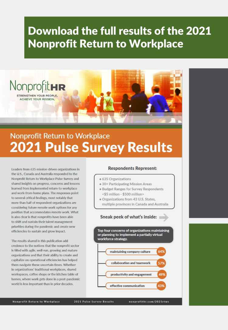 Nonprofit Return to Workplace 2021 Pulse Survey Results