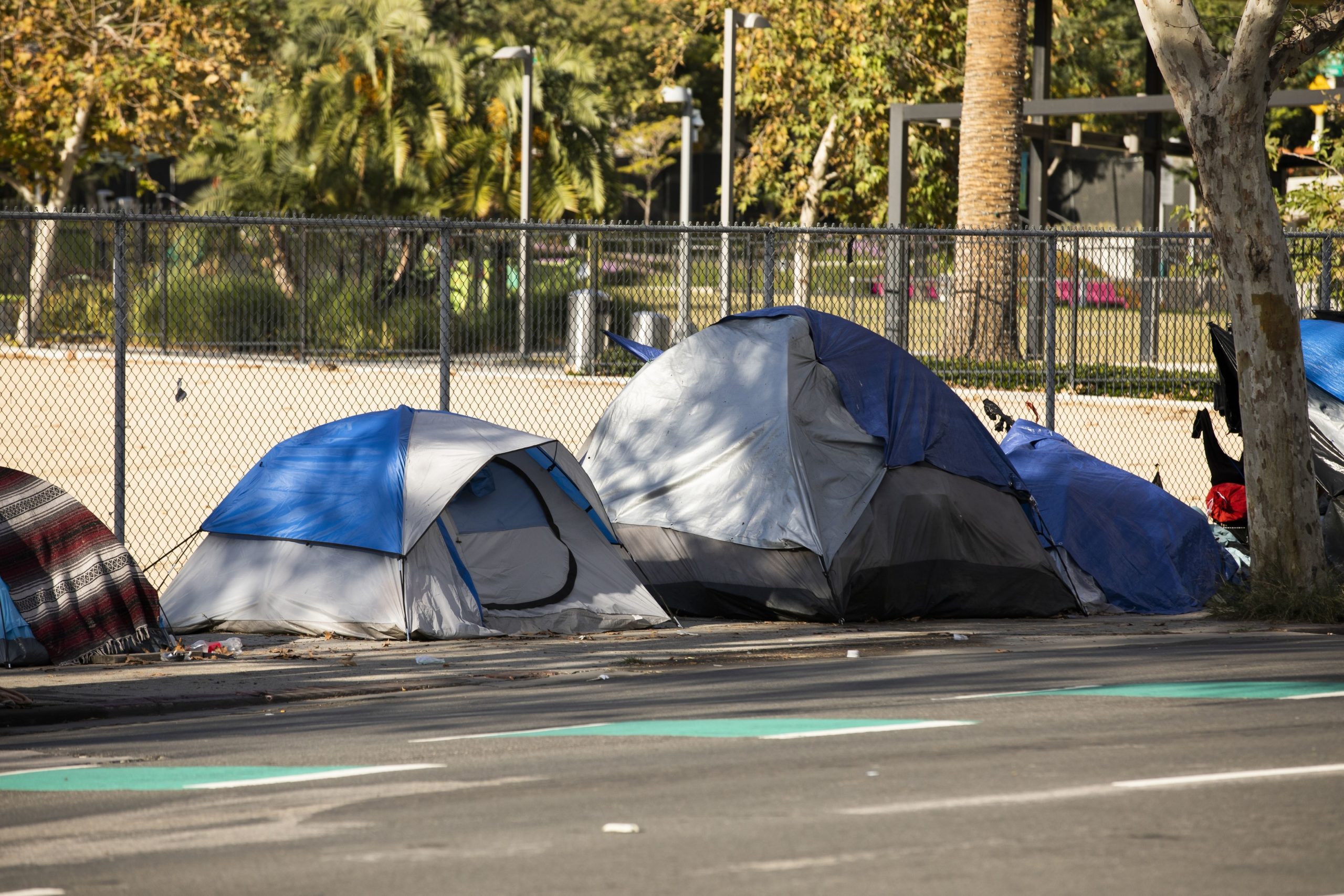 Tents on the side of the street