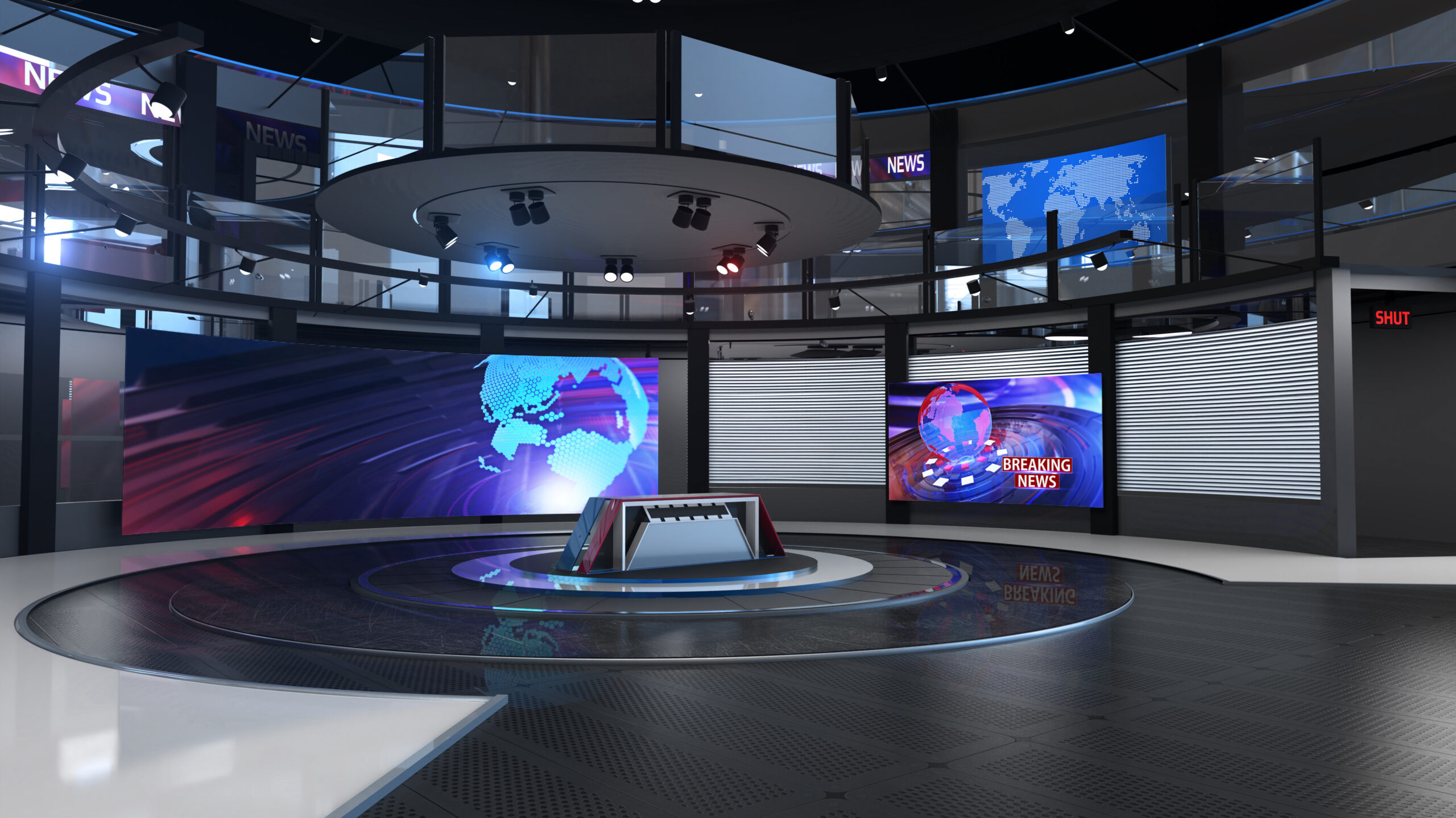 3D Virtual TV Studio News, Backdrop For TV Shows .TV On Wall.3D